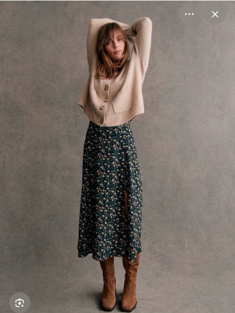 NWT Sézane Tabata Skirt in Navy Miranda Print Size 4/36